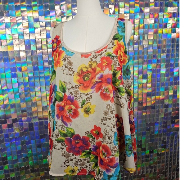 Target Tops - Target Reversible Floral Tank Top Womens Multicolor Sleeveless Blouse Boho